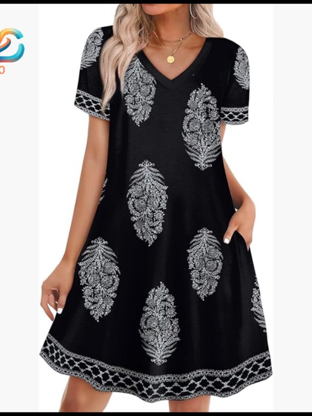Casual T-Shirt Dress with Pockets, Loose Fit, Sizes S-4XL